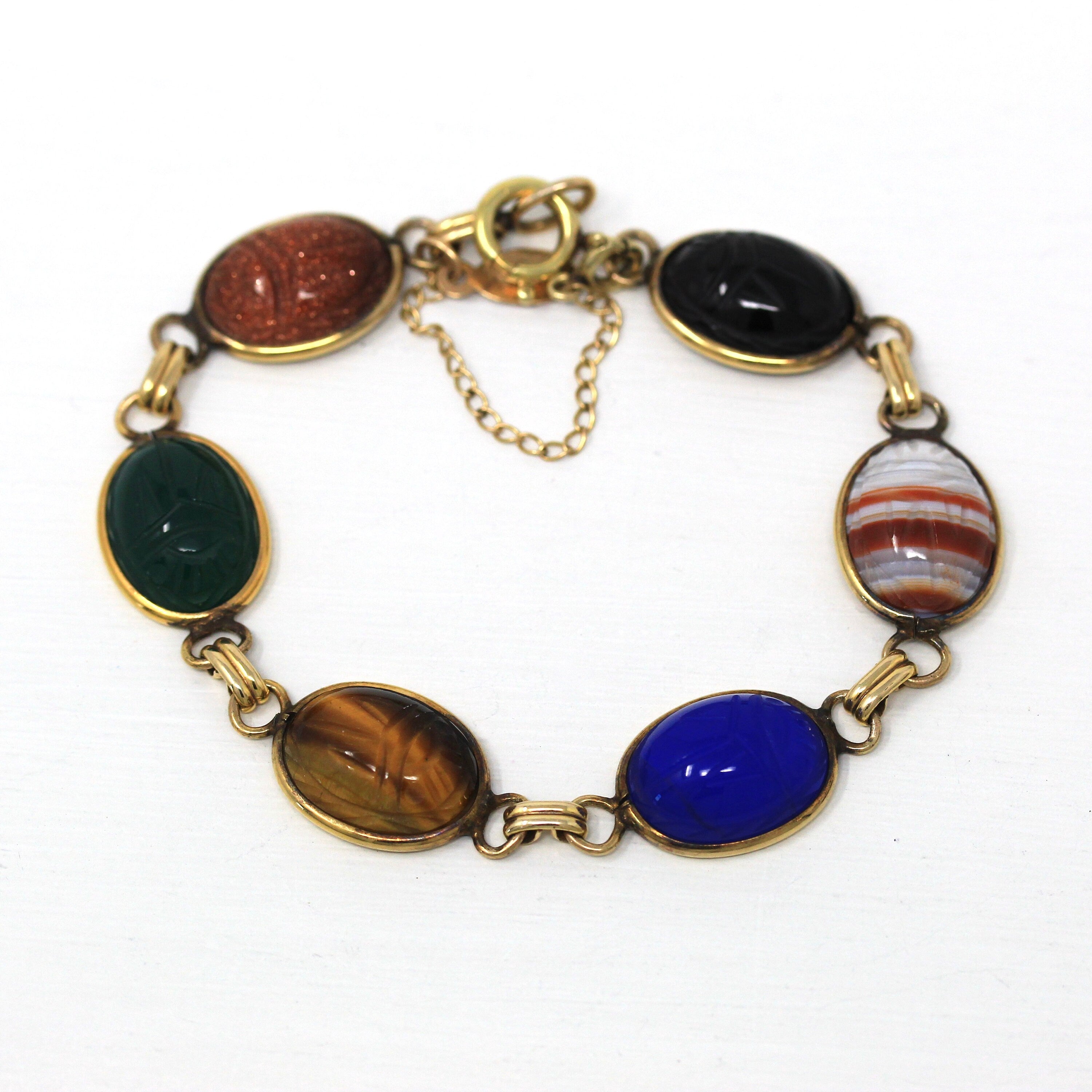 Vintage Admark Gemstone Scarab Bracelet - 14K Gold Filled – YournNonce
